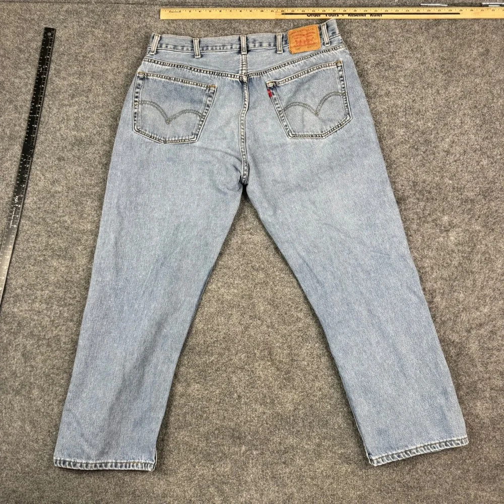 Levi's Jeans Mens Size 40x30 Light Wash 505 Regular Fit Straight Leg Denim Stain